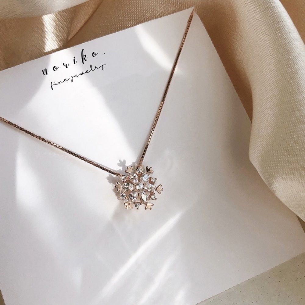 HOLIDAY PENDANT - 14K Rose Gold Plated Snowflake Necklace